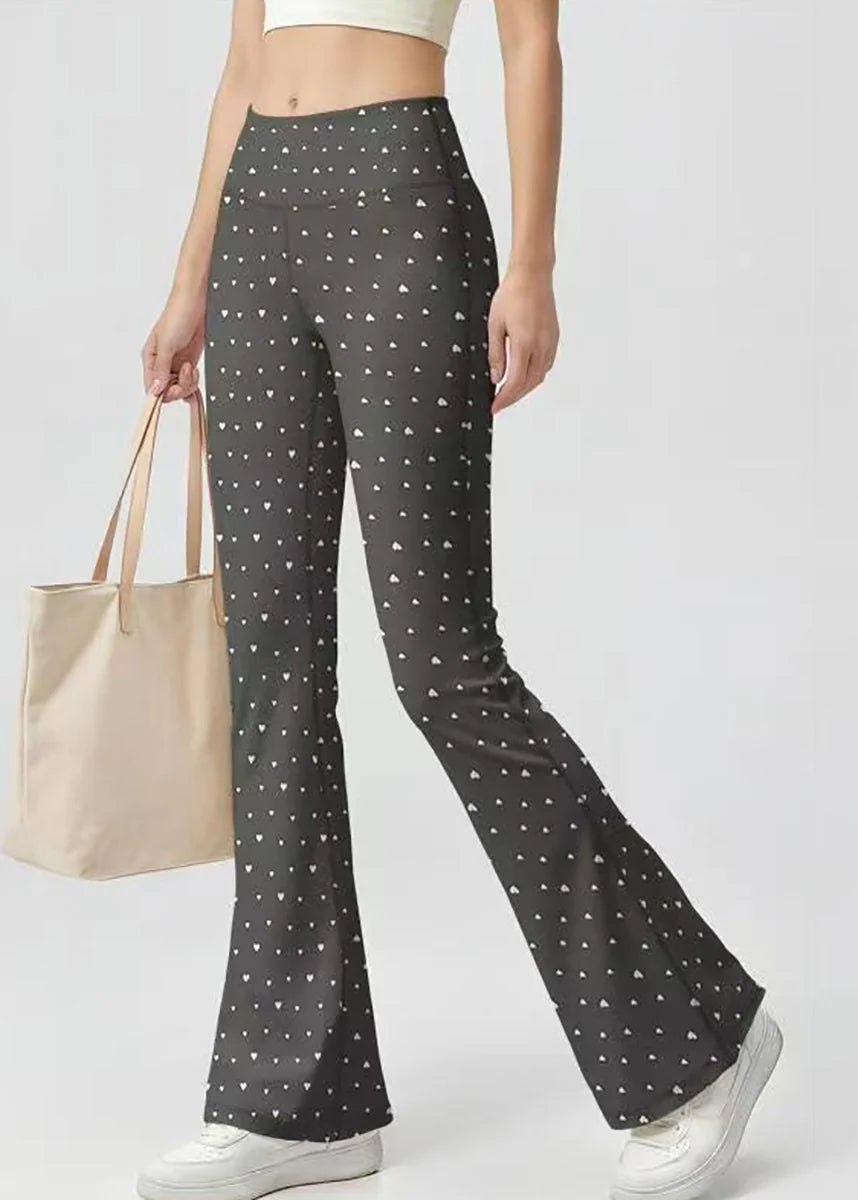 Women’s Flare Yoga Pants High Waist Heart Print 1