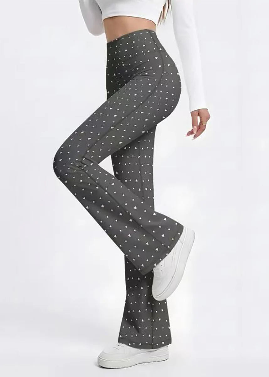 Women’s Flare Yoga Pants High Waist Heart Print 2