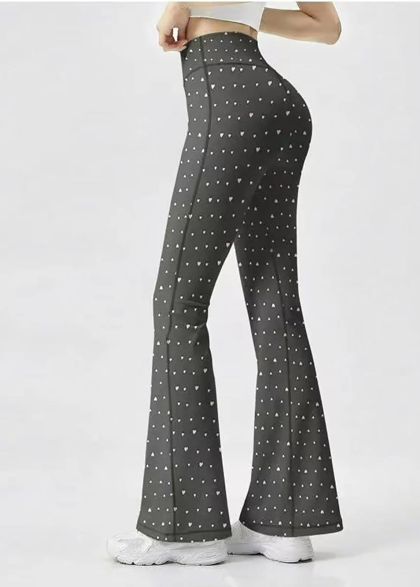 Women’s Flare Yoga Pants High Waist Heart Print 3