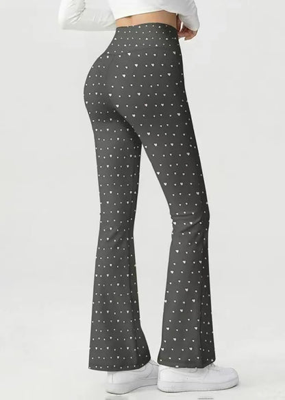 Women’s Flare Yoga Pants High Waist Heart Print 4