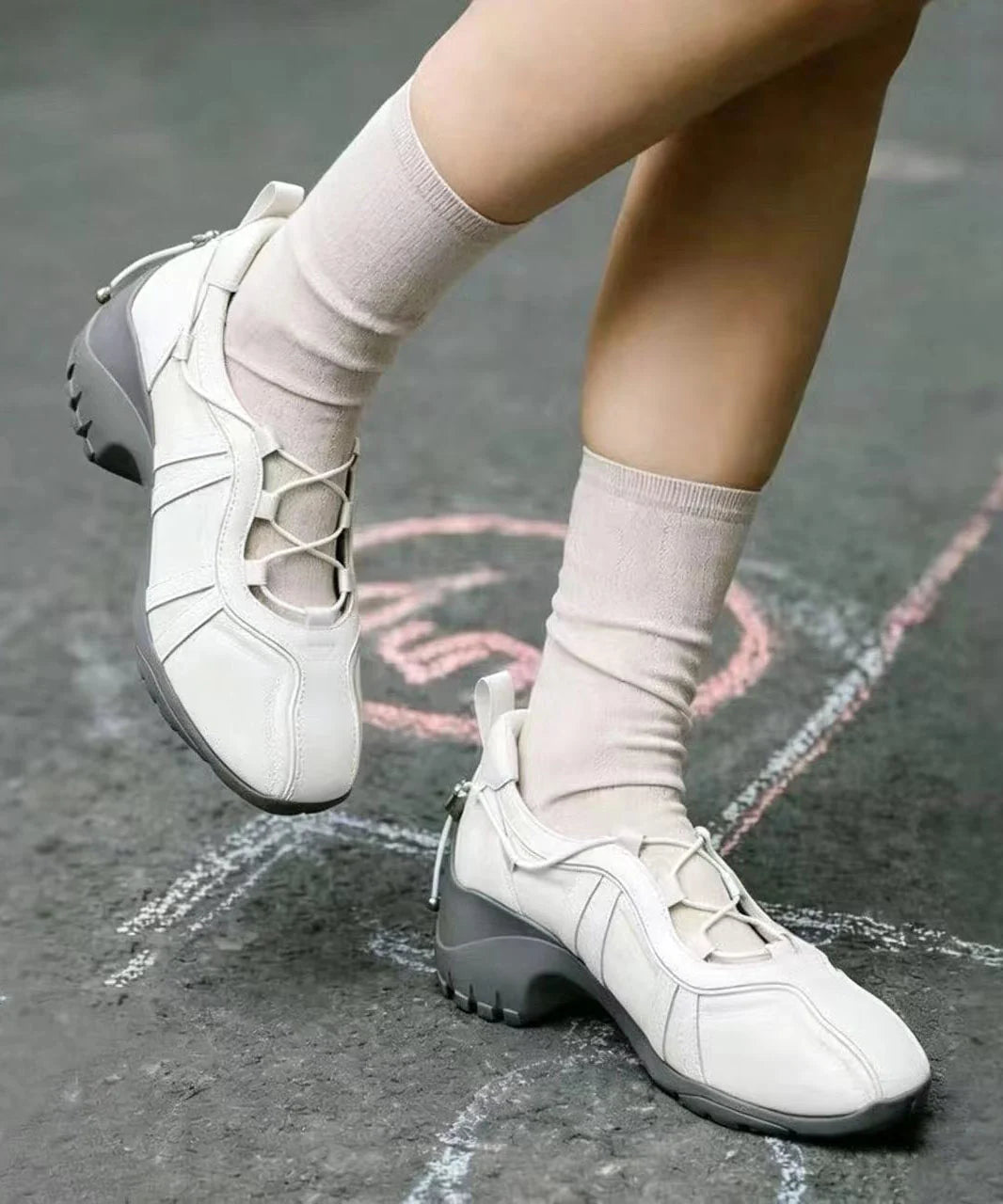 Women's Flat Shoes Cross Strap Chunky Style 1