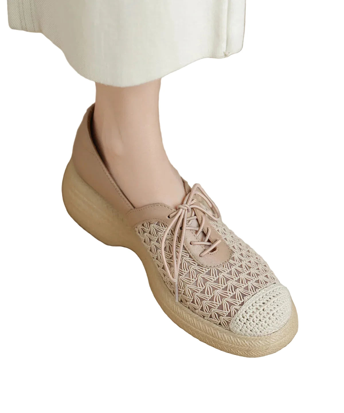 Women's Flat Shoes Hollow Out Spliced Design 1