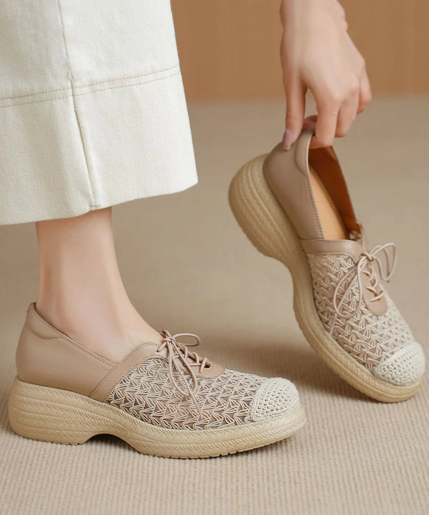 Women's Flat Shoes Hollow Out Spliced Design 3