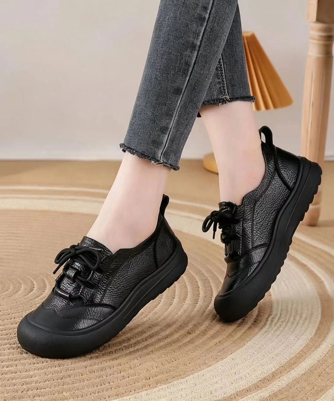 Women's Flat Shoes Lace-Up Casual Style 1