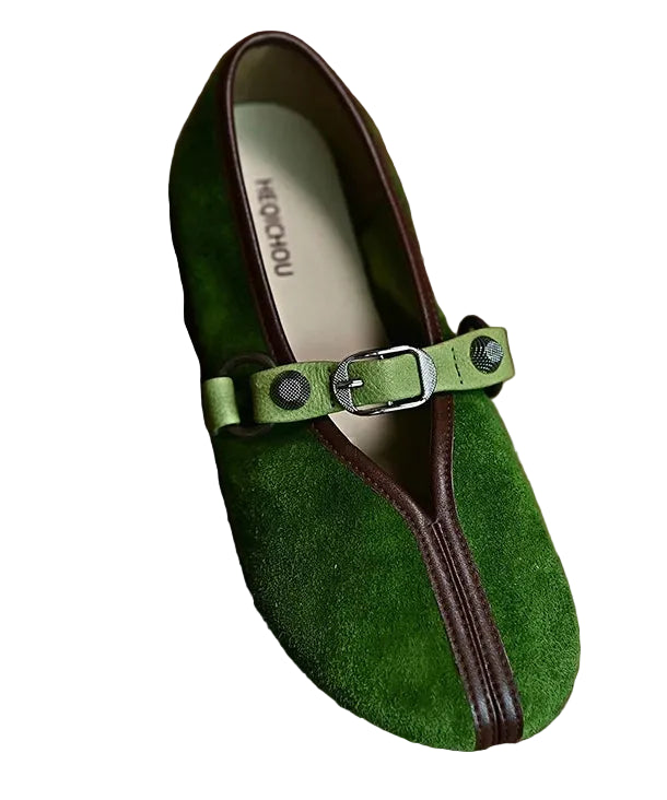 Women's Flats Buckle Strap Splicing Design 4