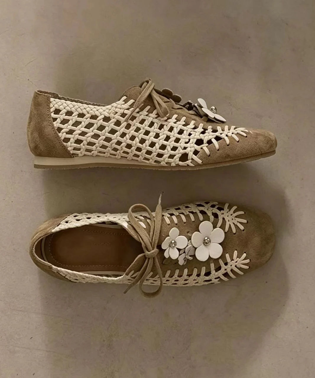 Women's Flats Lace-Up Floral Design Casual Shoes 4