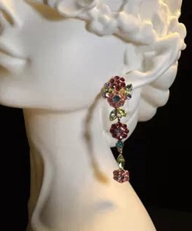 Women's Floral Drop Earrings Rainbow Alloy Design 3