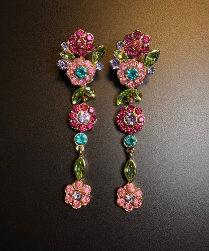 Women's Floral Drop Earrings Rainbow Alloy Design 4