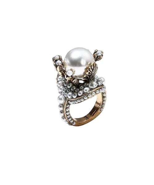 Women's Floral Pearl Ring Fashion Accessory 4
