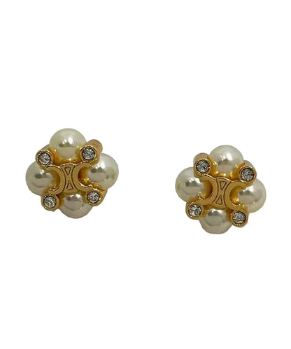 Women's Floral Stud Earrings Pearl Accent 0