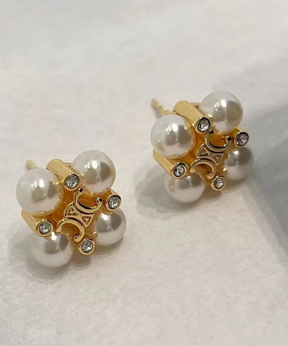 Women's Floral Stud Earrings Pearl Accent 2