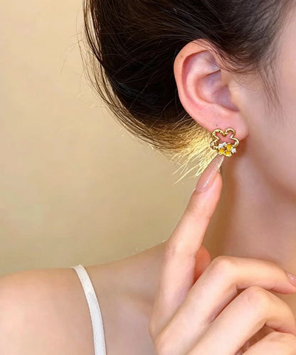 Women's Floral Stud Earrings Vintage Style 4