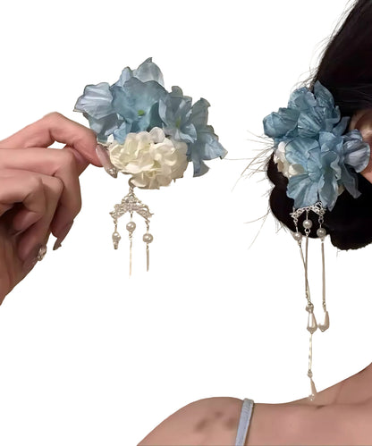 Women's Flower Hair Pins with Tassel Detail 0