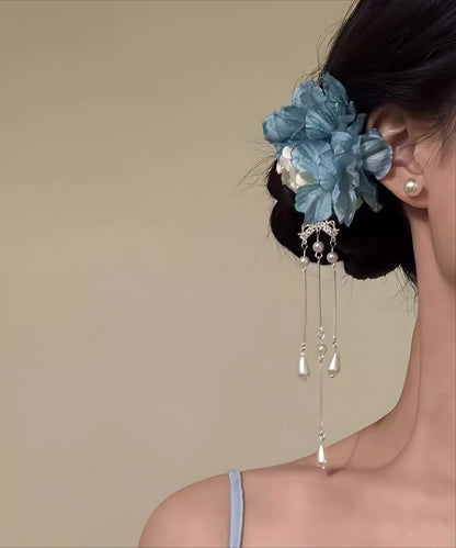 Women's Flower Hair Pins with Tassel Detail 1