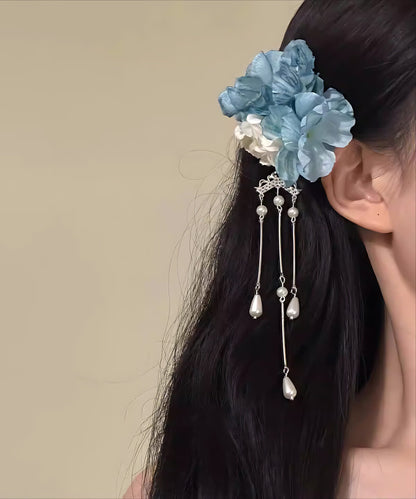 Women's Flower Hair Pins with Tassel Detail 3