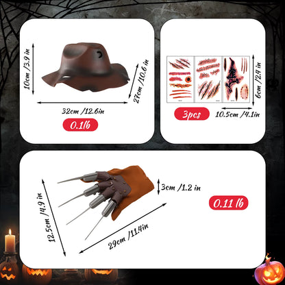 Women's Freddy Krueger Costume Set Knitted Dress and Accessories 3