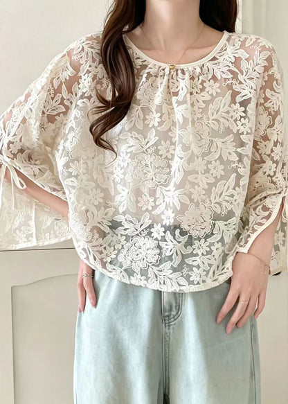 Women's Going Out Top O-Neck Lace Design 3