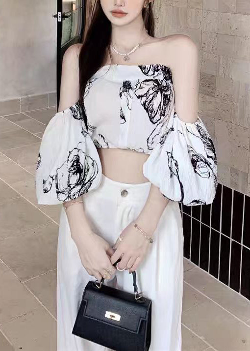 Women's Going Out Top Slash Neck Puff Sleeve 1