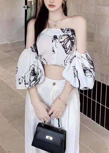 Women's Going Out Top Slash Neck Puff Sleeve 1