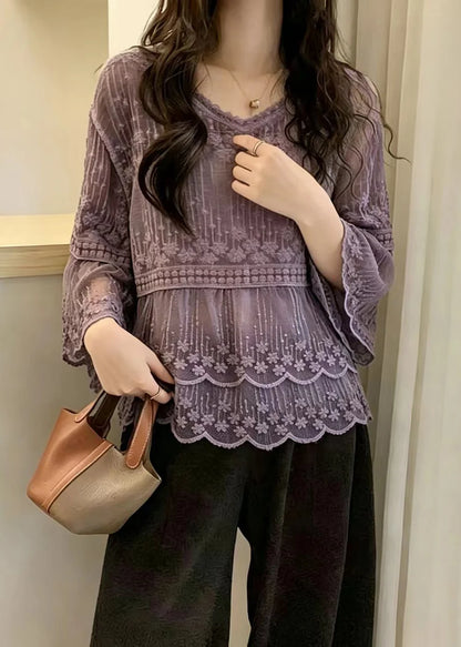 Women's Going Out Top V Neck Flare Sleeve Blouse 3