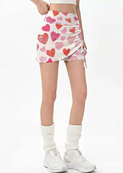 Women's Gym Skort High Waist Drawstring with Built-In Shorts 2