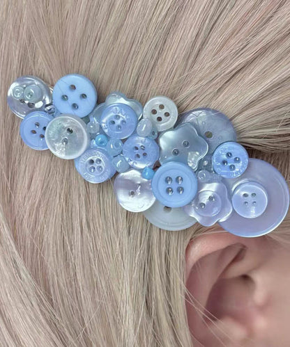 Women's Hairpin Blue Acrylic Button Design 3