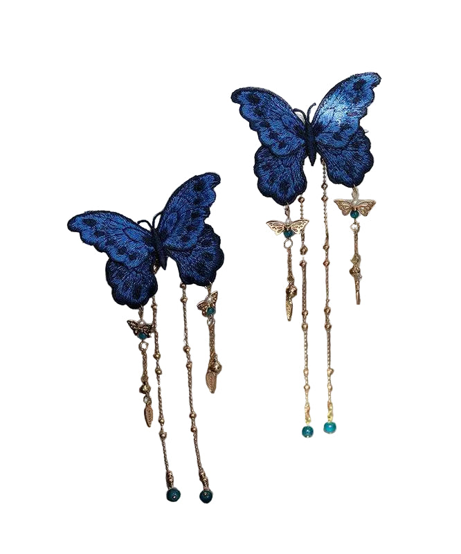 Women's Hairpin Embroidered Butterfly Tassel Accessory 0