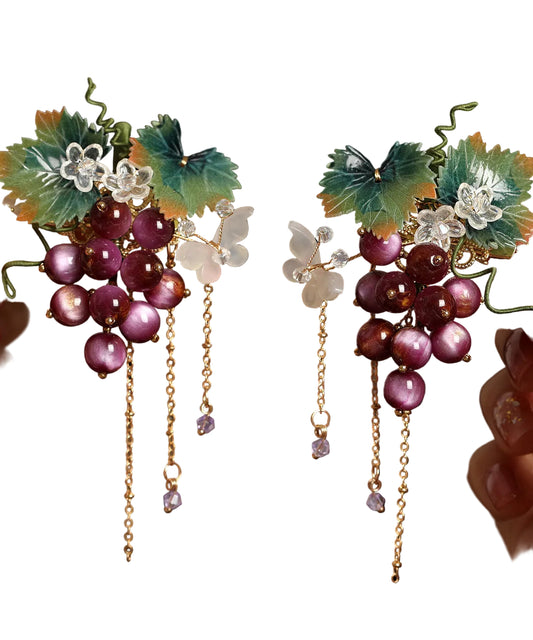 Women's Hairpin Pair with Grape Tassel Design 0