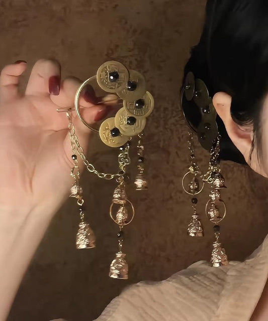 Women's Hairpin Retro Style with Five Emperor Coins and Bell Tassel 0