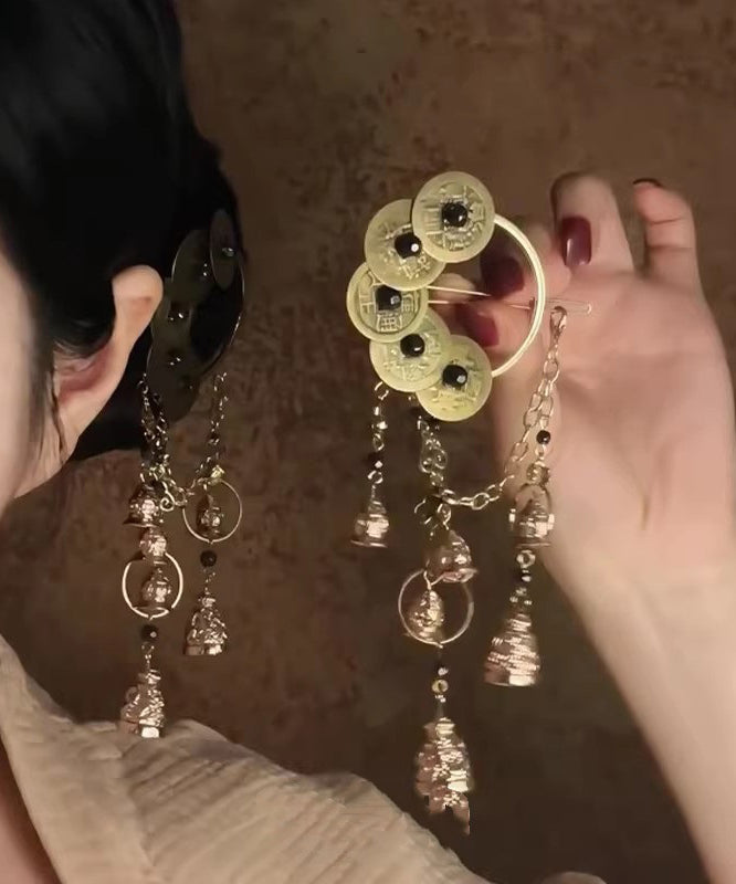 Women's Hairpin Retro Style with Five Emperor Coins and Bell Tassel 2