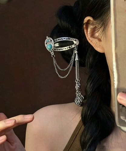 Women's Hairpin Tassel Accent with Sterling Silver and Turquoise Detail 2