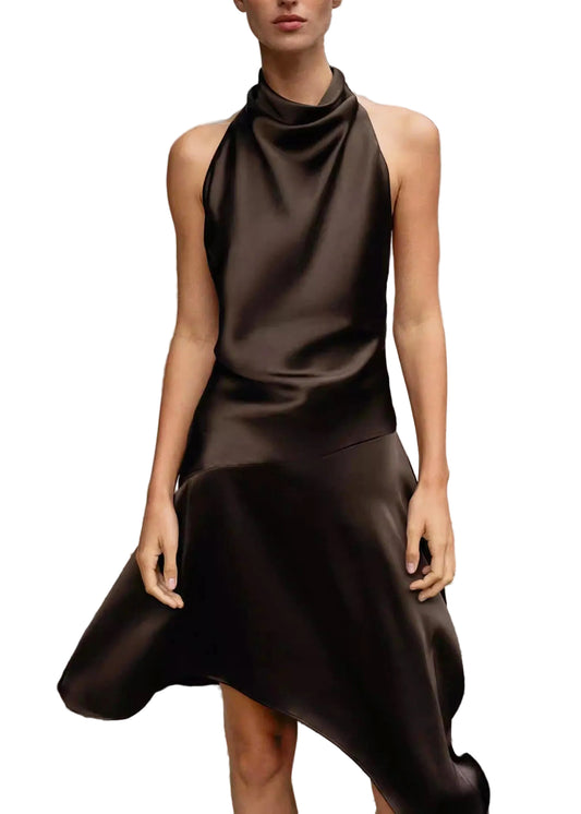 Women's Halter Dress Asymmetrical Backless Casual 0