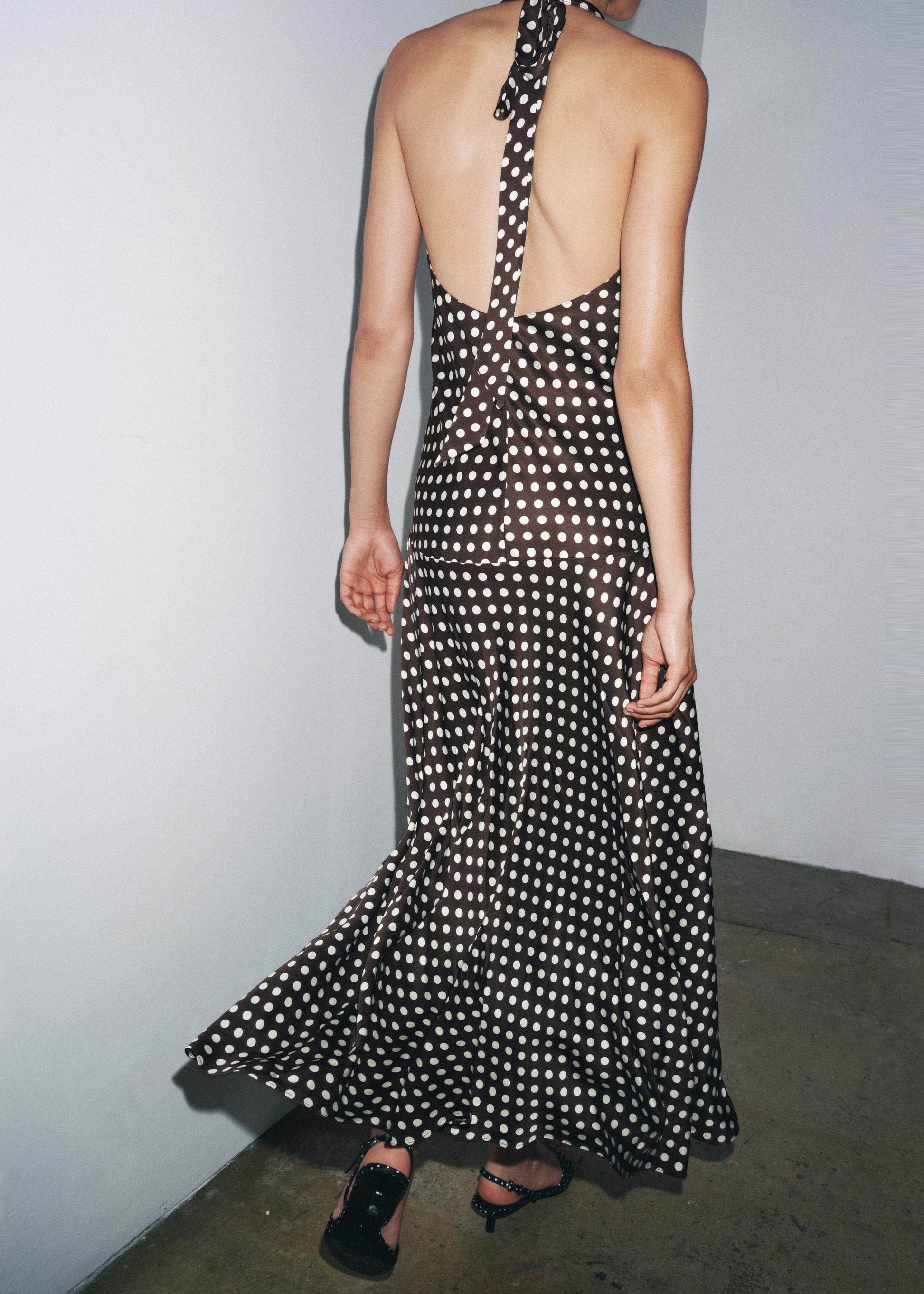 Women's Halter Dress V Neck Dot Print Ankle Length Sleeveless 3