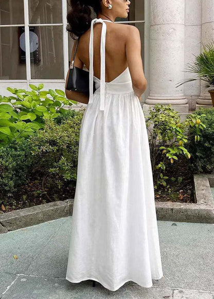 Women's Halter Dress V Neck Summer Style 4