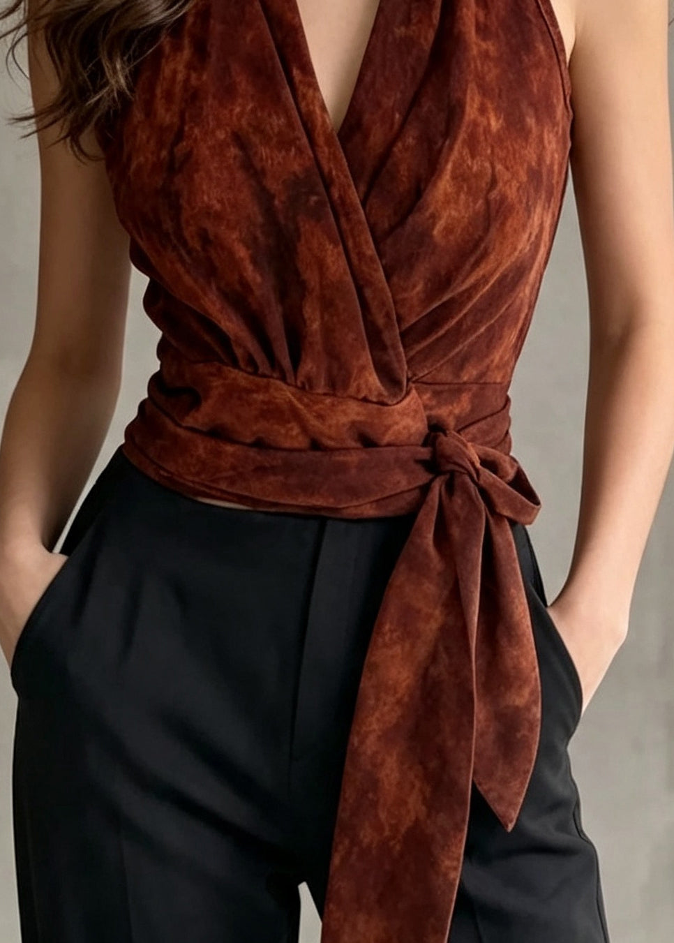 Women's Halter Tank Top Tie Waist Summer Style 3