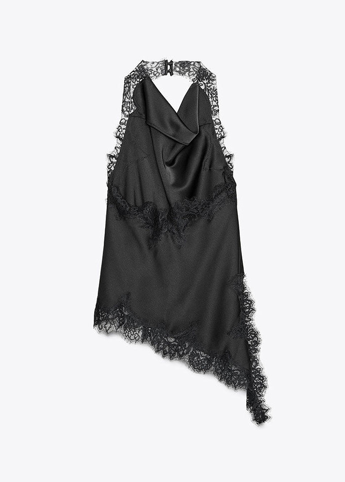 Women's Halter Top Asymmetrical Lace Patchwork 3