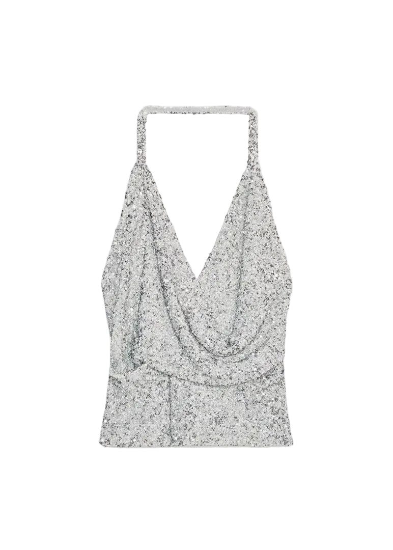 Women's Halter Top Backless Sleeveless Sequined Style 3