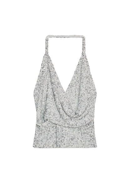 Women's Halter Top Backless Sleeveless Sequined Style 3