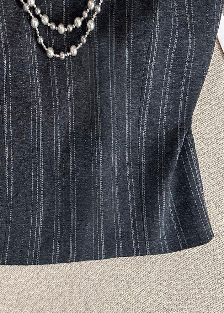 Women's Halter Top Striped Pearl Detail Summer Style 4