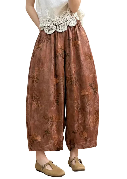 Women's Harem Crop Pants Casual Draped Style 0