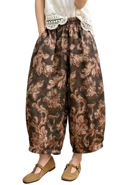 Women's Harem Crop Pants High Waist Draped Style 0