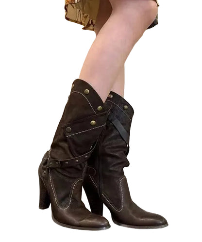 Women's High Heel Boots Spliced Design 0