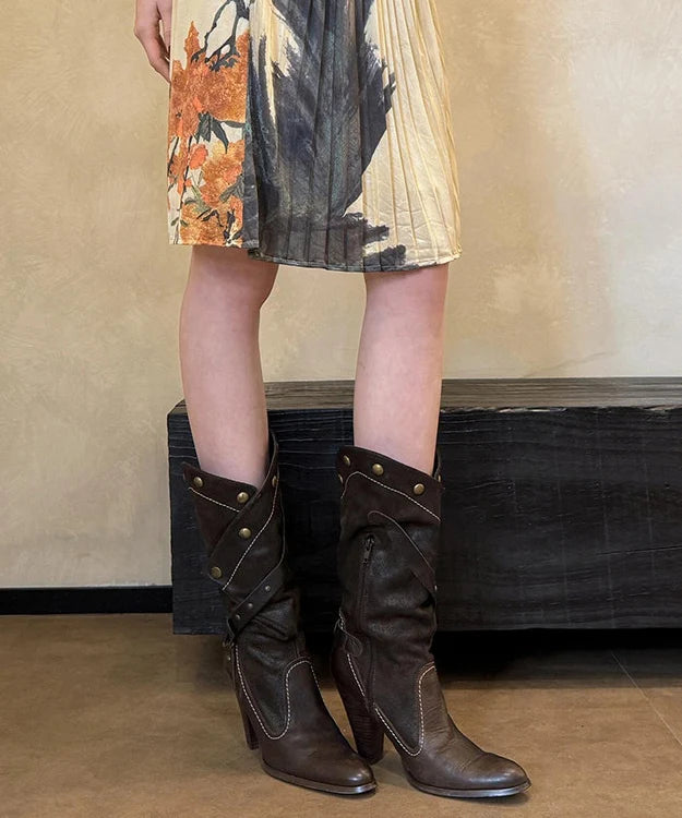 Women's High Heel Boots Spliced Design 2