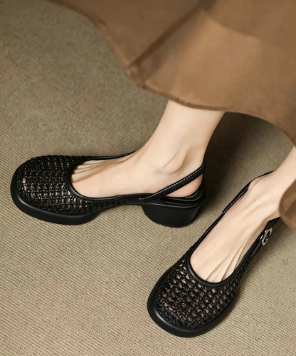 Women's High Heel Sandals Buckle Strap Woven Design 3