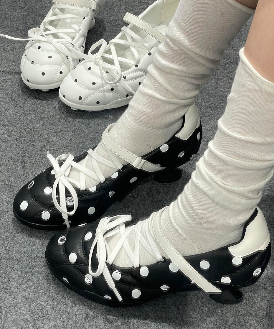 Women's High Heels Lace-Up Spliced Design Comfortable Heels 4