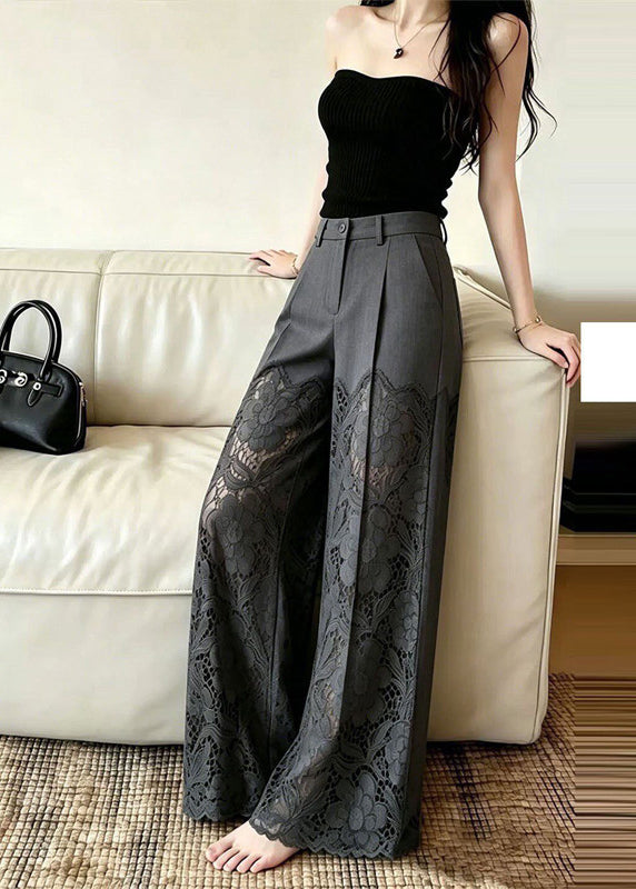 Women's High Waist Patchwork Lace Pants Casual Summer Style 0