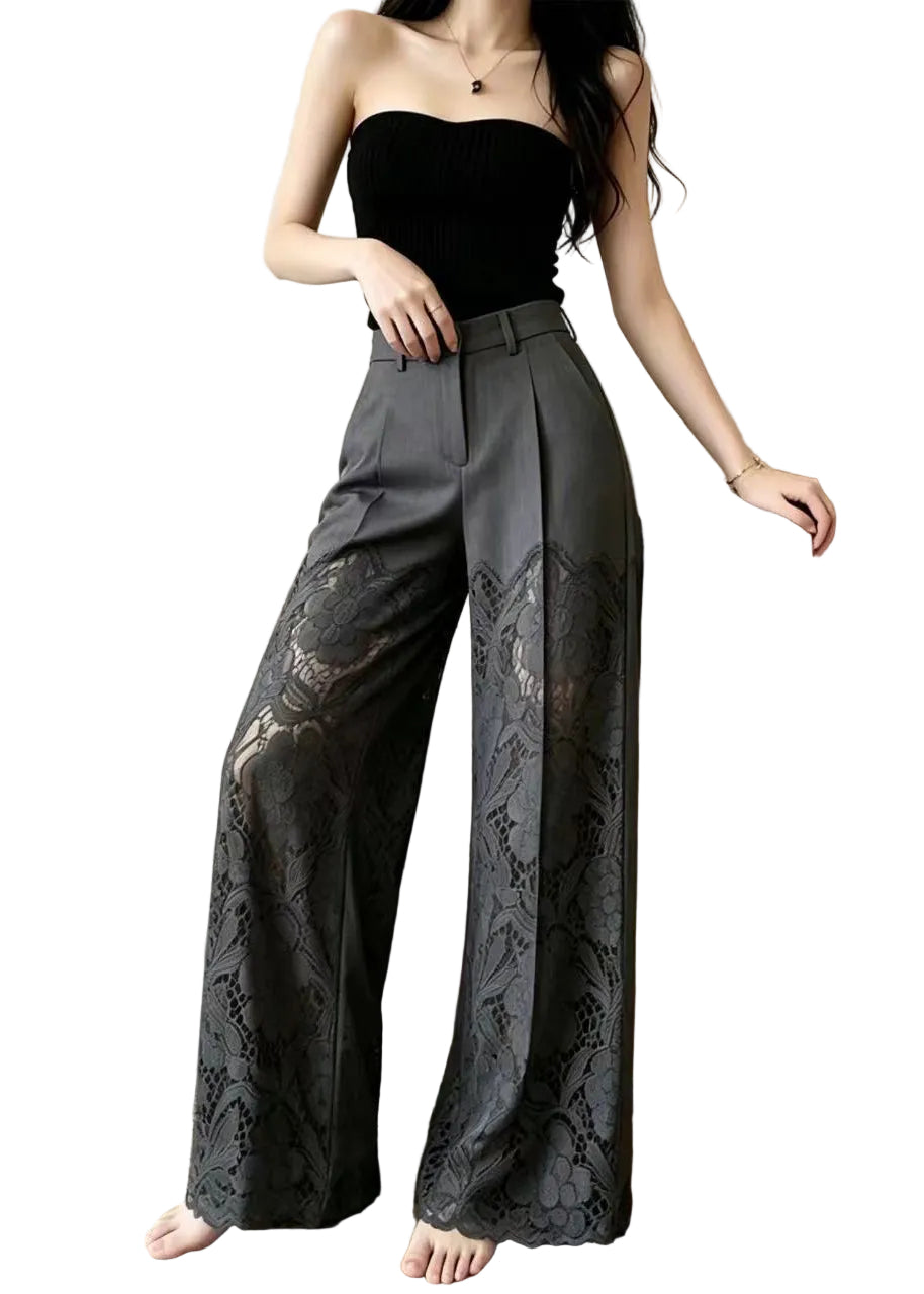 Women's High Waist Patchwork Lace Pants Casual Summer Style 1