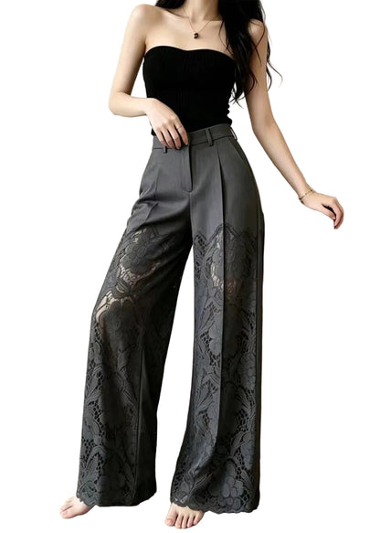 Women's High Waist Patchwork Lace Pants Casual Summer Style 1