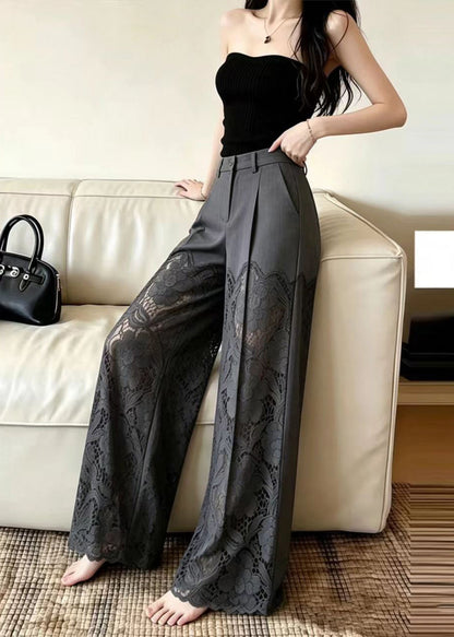Women's High Waist Patchwork Lace Pants Casual Summer Style 2