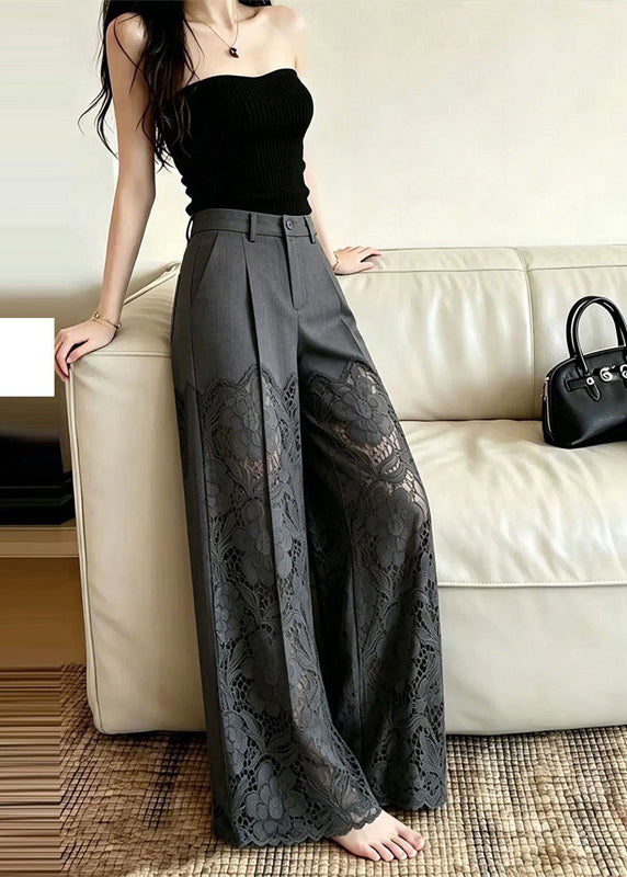 Women's High Waist Patchwork Lace Pants Casual Summer Style 3